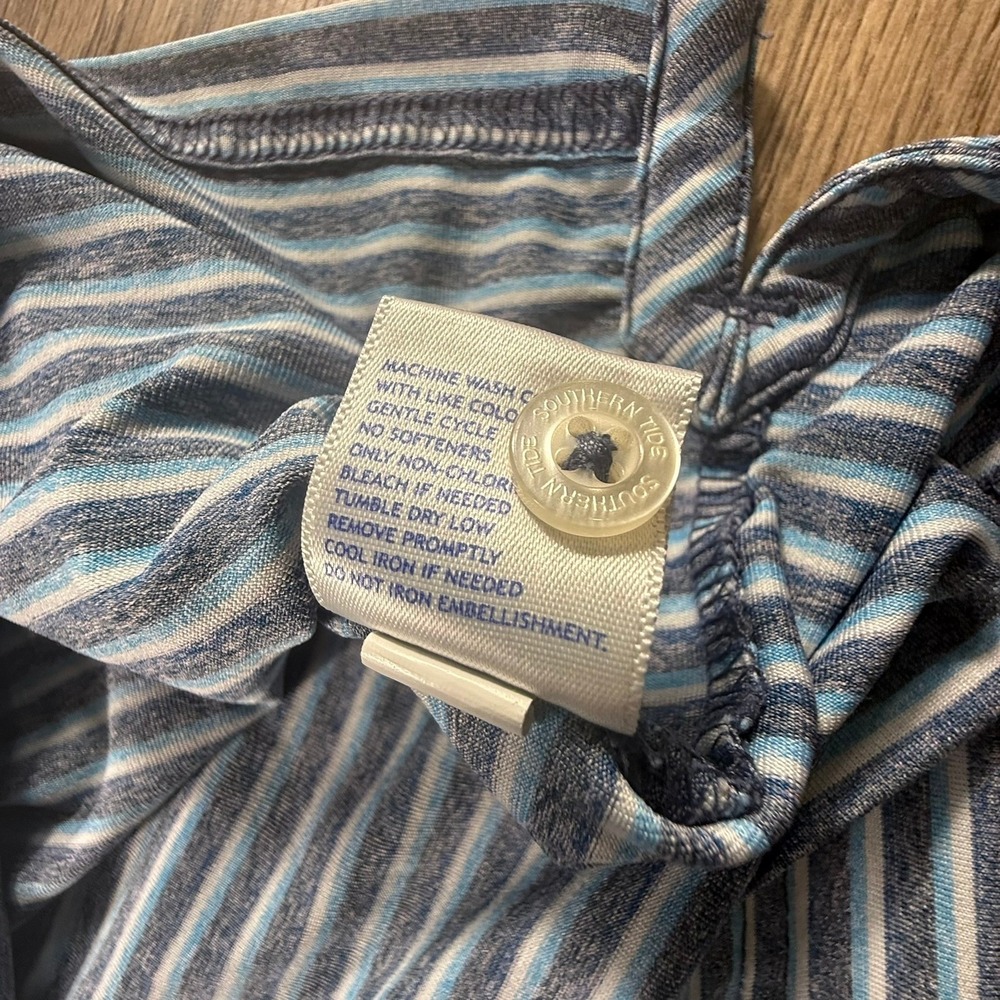 Southern Tide Men's Performance Striped Polo Golf Size L Blue Preppy Summer - Picture 12 of 12
